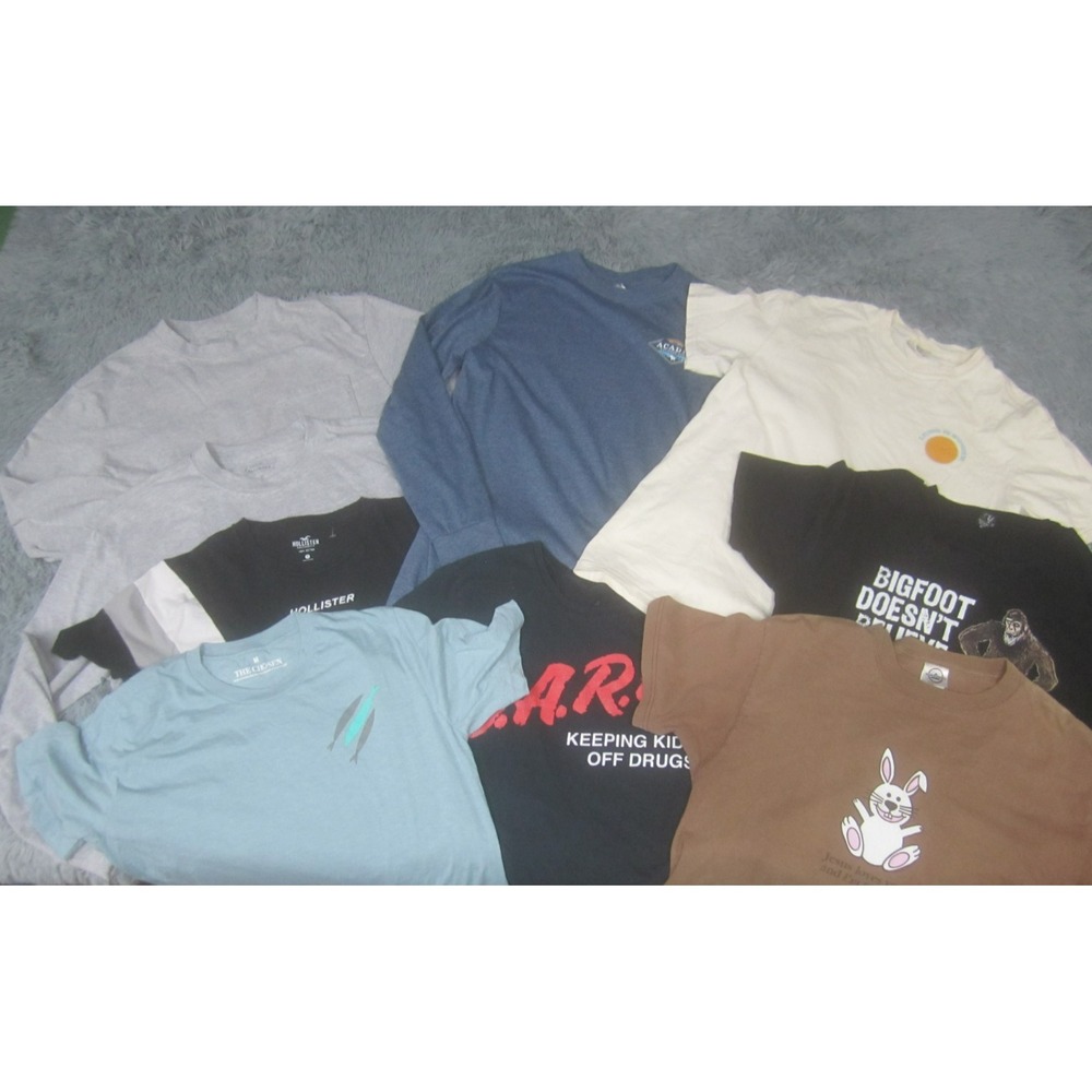 Mens Shirt Medium Lot of 9 Short and Long Sleeve Graphic Print Dickies Hollister - Picture 1 of 16